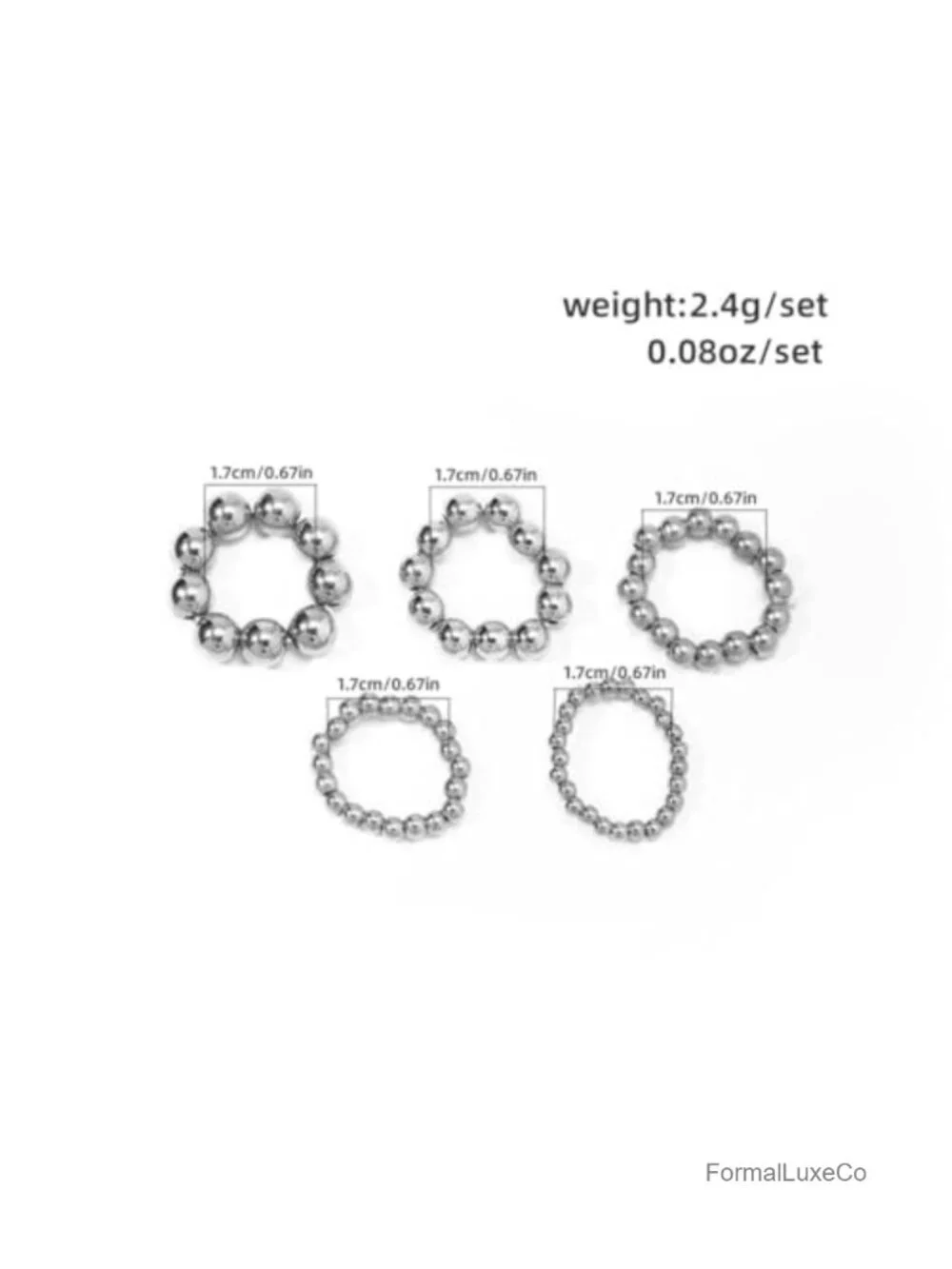 Chunky Gold Elastic Beaded Rings Set Stackable Stretch Round Balls Dainty